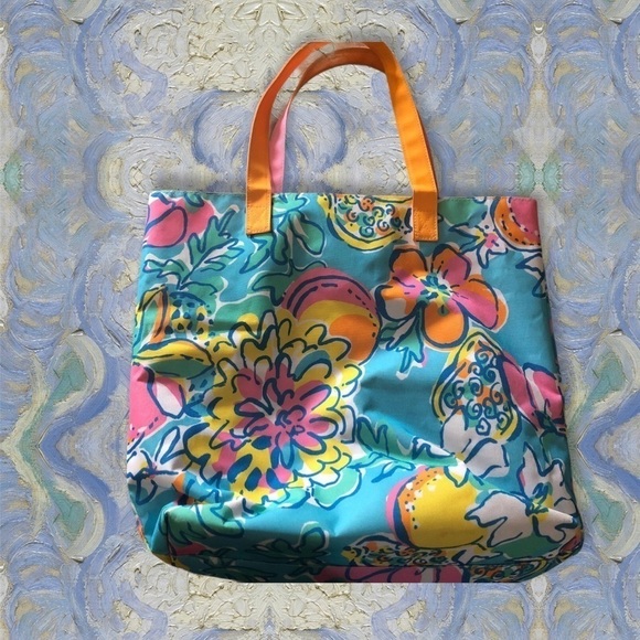 Lilly Pulitzer for Este Lauder Floral Canvas Tote 15X13 Beach Pool Vacation - Picture 2 of 6